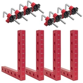 Wood clamps,90 Degree Right Angle,corner clamps for woodworking,4 Pack 5.5"x 5.5" Aluminum Alloy clamps Sets Woodworking tools,for Picture Frame,Cabinet,Drawers with 2 Meas(Metric/Imperial)