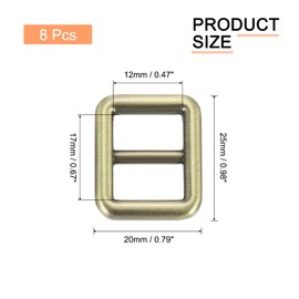 sourcing map Slide Buckle, 8Pcs 1 1/2" - Zinc Alloy Slider Tri-glide Buttons, Rectangle Belt Keeper Slider for Purse Leathercraft Bag Webbing Strap adjuster (Bronze)