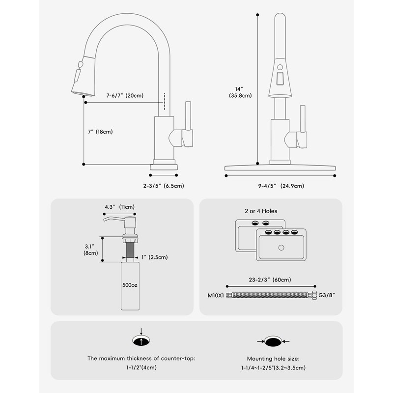AJO BEND Touchless Matte Black Kitchen Sink Faucet with Pull
