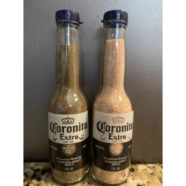 CORONA SALT AND PEPPER SHAKERS 7oz Coronita  With Pink Himalayan Salt & Pepper.