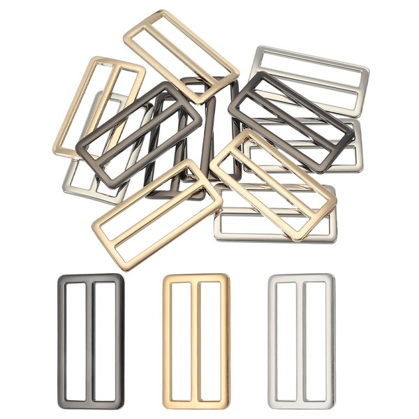 sourcing map 12pcs Flat Metal Slide Buckle, 1.2" Zinc Alloy