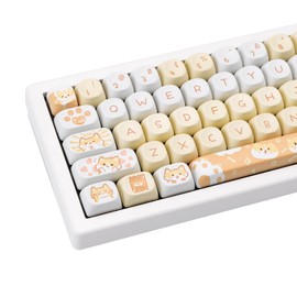 COOMICKEY PBT Keycaps 132 Keys Cute Keycaps Dye-Sublimation Kawaii Corgi Puppy Keycaps Set MOA Profile for Cherry Gateron MX Keys Mechanical Keyboards