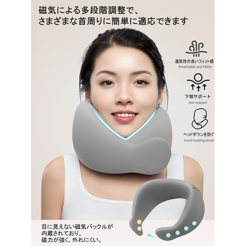 ネックピロー アップグレード コンパクト 快適さに合わせて選べる4つのサイズ 首元ボタン付き 非常に快適な質感 398g 枕 低反発 うたた寝ピロー