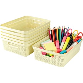 Drawer Organizer Small Items, Compact Lightweight Accessory for Travel and Daily Use - Cheeren 6Pack Plastic Woven Storage