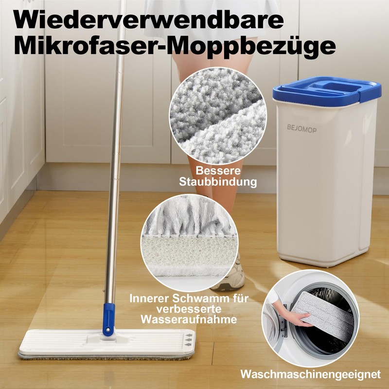 BEJOMOP Mop and Bucket Set, 60" Long Handle Mops for