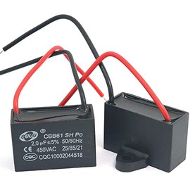 Fasizi 2 x CBB61 2uF 450V AC 50/60Hz Fan Motor for Air Conditioning Running Capacitor
