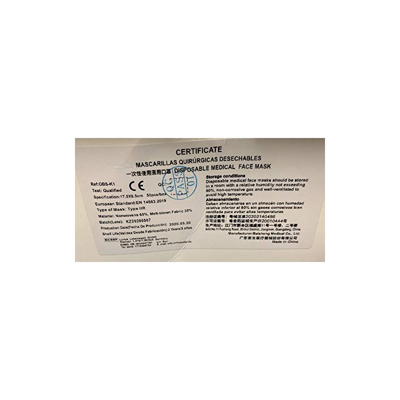 Disposable 3-ply (LEVEL 2) (Type IIR) Face Masks with Soft