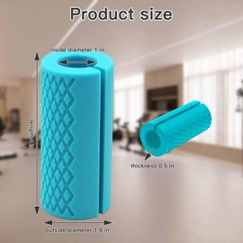 AIKESIWAY Thick Dumbbell & Barbell Grips for Weightlifting - High-Density Silicone Rubber, Non-Slip Gym Grips for Muscle Growth, Hand Stress Relief, Arm Blaster Adapter (Blue, 4 inches)