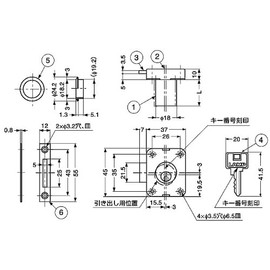 Sugatsune Industry (LAMP) Surface Mounted Cylinder Lock 3310-30-B Type 3310-30-B