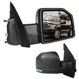 Right Passenger Side Door Mirror Fits 2015-2021 F150 Mirror with Blind Spot Glass Power Adjustable and Heated Glass LED Turn Signal Ligh, Puddle Lights, Width Light, Manual Folding (11Pins)