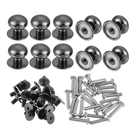 sourcing map 12mm Head Dia. Round Knobs Pull Handle, 24pcs Zinc Alloy for Drawer Pulls Gift Box Cabinet Door Knobs with Screws, Black