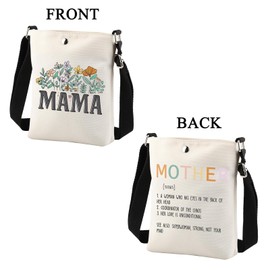 Mama Crossbody Bag Mama Gifts Mother Gifts Mom Gifts New Mom Gifts Mom Birthday Gifts for Women Mama Flower Shoulder Bag, White