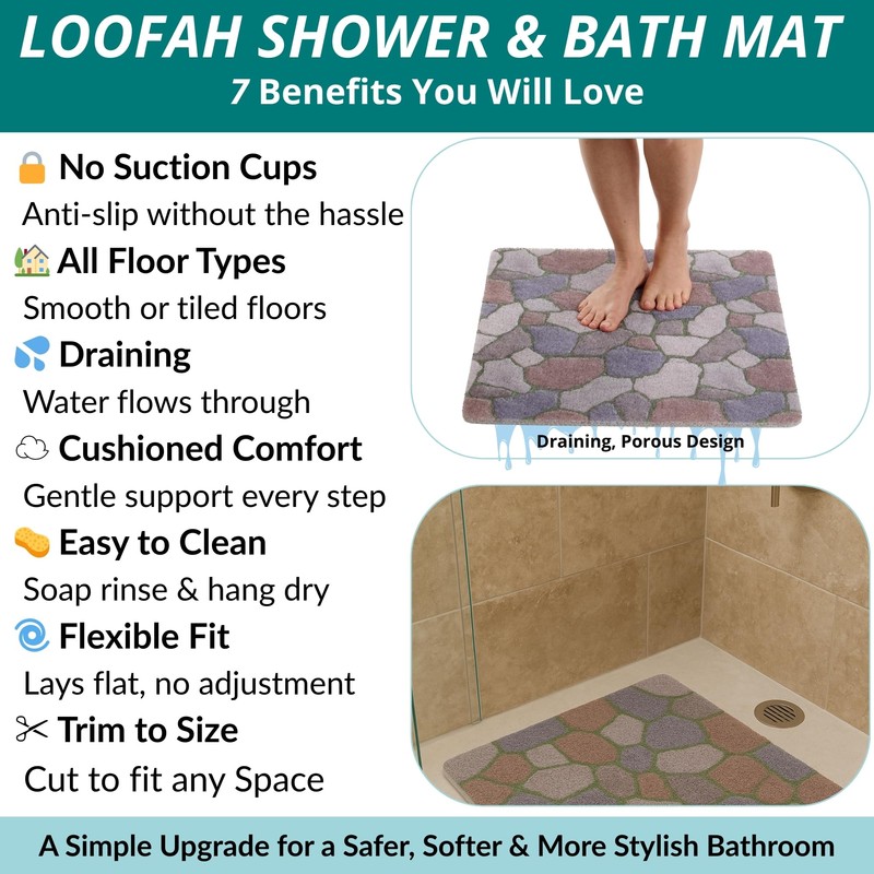 Anti Slip Shower Mat Square - Non Slip Shower Mats