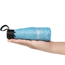 Small Mini Umbrella with Case by GAOYAINIG Light Compact Design Perfect for Travel Lightweight Portable Parasol Outdoor Sun&Rain Umbrellas Light Blue, 34 Inches