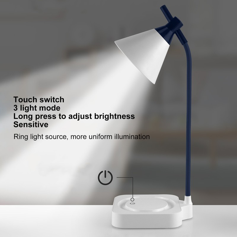 LED Table Light 3 Levels Dimming USB Charging Adjustable Gooseneck