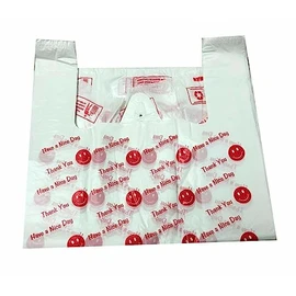 Efforias "Thank You & Have A Nice Day" 12" X 19" X 24" Plastic Carrier Bags Heavy Duty Vest Carrier Bags - Pack of 75