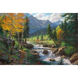 Ceramic Backsplash Tile Mural Woodland Landscape Woods Kitchen/Bathroom/Living Room - Mountain Melody - Mark Keathley