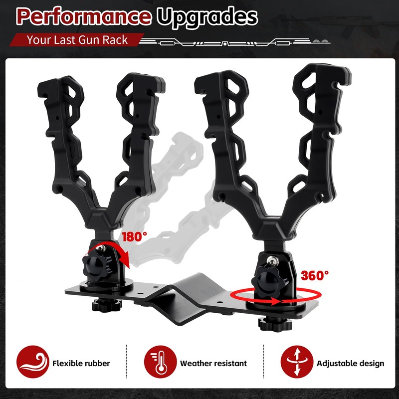 Dioty ATV Double Gun Rack, Hunting Tool Holder Mount for