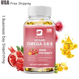 Vegan Omega 3 6 9 High Potency Softgels Support Health Skin Brain Cardiovascular