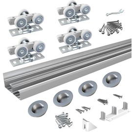 BARNSMITH 4FT/48 Bypass Door Hardware,Heavy Duty Aluminum Sliding Closet Door Hardware with Finger Pulls for 2 Doors System,Sturdy and Smoothly,Fit Door Thickness 1 3/8" or 1 3/4",Easy to Insatll