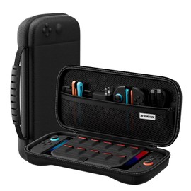 ECHTPower Case for 2025 Switch 2, Travel Bag with 10 Game Cartridges, Protective Portable Hard Case for 2025 Switch 2 and Accessories, Black Carrying Case