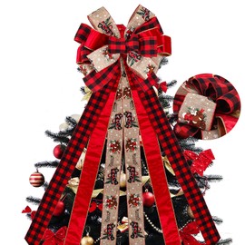 RECUTMS - Arcos de arpillera hechos a mano para árbol de Navidad (144,8 x 33 cm), diseño de lazo de Navidad