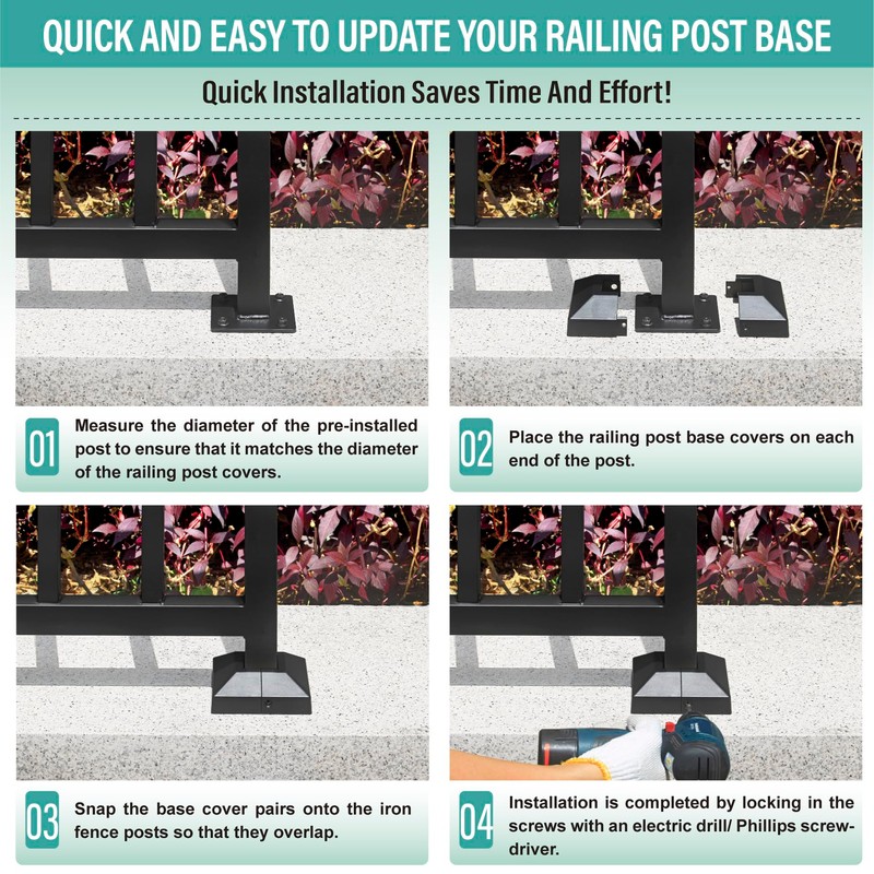 AJOVW 2Pcs 1.5" (1.5" Post/4" Base) Aluminum Post Base Cover,