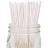 N//C Iridescent White Papers Straws, 7.75'' Cocktail Drinking Straws For