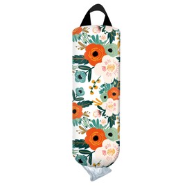 DFBIQKLS Plastic Bag Holder, Wall Mount Plastic Bag Organizer Dispenser, Reusable Grocery Bag Holder, Trash Bag Organizer for Home Kitchen Cute Floral