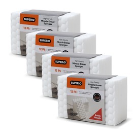 Superio High-Density Miracle Eraser Sponges - 48 Count - Powerful, Long-Lasting Scrubbers for Stubborn Dirt