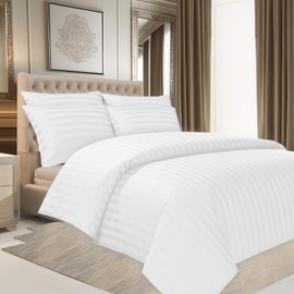 Pamposh Satin Stripe Single Duvet Cover Set - Premium Hotel Quality Quilt Cover Bedding Sets - Hypoallergenic Ultra Soft Microfiber Bed Linen