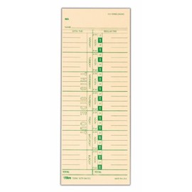 TOPS Time Cards, Weekly, 1-Sided, 3-1/2" x 9", Manila, Green Print, 500-Count (1259)