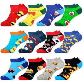 Jeasona 10/12 Pairs Men's Trainer Socks 43-46 Cotton Funny Socks Men's 43-46 Colourful Socks Men's Trainers, Multicoloured-1180