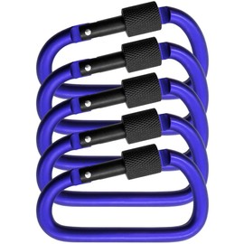 Outdoor Saxx® Pack of 5 Large Screw Carabiners, Material Carabiners, 8 cm, Aluminium, Blue/Black