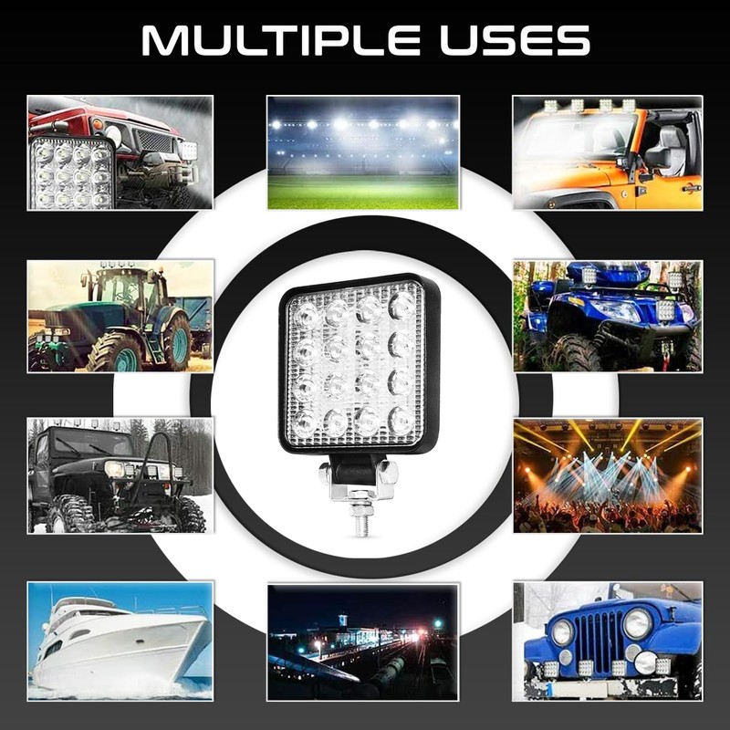 LED Work Light 12 V 4 Pieces Aluminium ABS 48