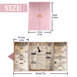 back in 1975 UK Poster 50th Birthday Gifts for Women, Happy 50th Birthday Decoration Supplies for Her 50 Years Old Mum Aunt Friends, Folded,Pink