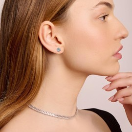 KRKC&CO Women's Moissanite Earrings 925 Silver 0.6/1/1.2/1.6/2/3 Carat Moissanite Diamond Stud Earrings, VVS1 D Colour, 14K Gold/White Gold, Allergy-Free, Silver, Moissanite