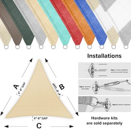 INFRANGE Sun Shade Sails Canopy Equilateral Triangle Sun Shade Cover for Outdoor Activities Garden Patio Deck Balcony (Sand)