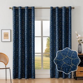 Ystyle Velvet Curtain, Set of 2, 140 x 145 cm, Opaque Velvet Curtains for Bedroom, Living Room with Eyelets, Beautifully Soft Curtain, Velvet Curtains, Blackout Velvet Curtains, Opaque, Navy Blue