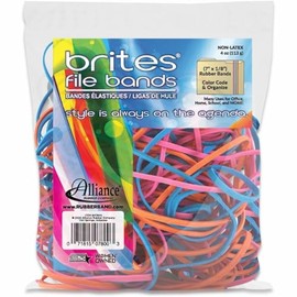 Alliance Rubber 07800 Non-Latex Brites File Bands, Colored Elastic Bands, 50 Count (Pack of 1) (7" x 1/8", Assorted Bright Colors in Resealable Bag),Blue/Orange/Pink