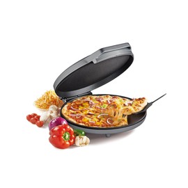Betty Crocker Pizza Maker Plus, 12" Indoor Electric Grill, Nonstick Griddle Pan for Pizzas, Quesadillas, Tortillas, Nachos and more, 12" Electric Griddle for Delicious Meals and Snacks, Silver
