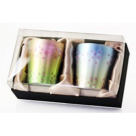 HORIE(ホリエ) 新潟県燕産 純チタン二重タンブラー 華チタン 250cc 桜舞（ピンク／ブルー）2個セット T-15-OB250PB