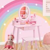 OHKIDS Vanity Set with Table & Stool, Wooden Princess Vanity