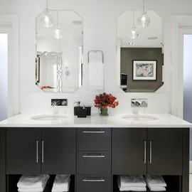 Chende 2PCS Bathroom Wall Mirror, 20" x 40" Large Frameless Mirror with Beveled Edge, Octagonal Beveled Mirror for Living Room, Bedroom, Entryway, Hallway