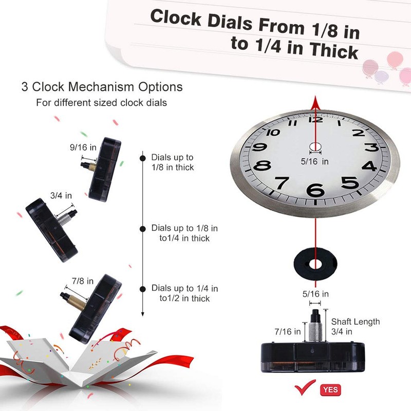 EMOON High Torque 12888 Clock Movement Mechanism with 3 Pairs