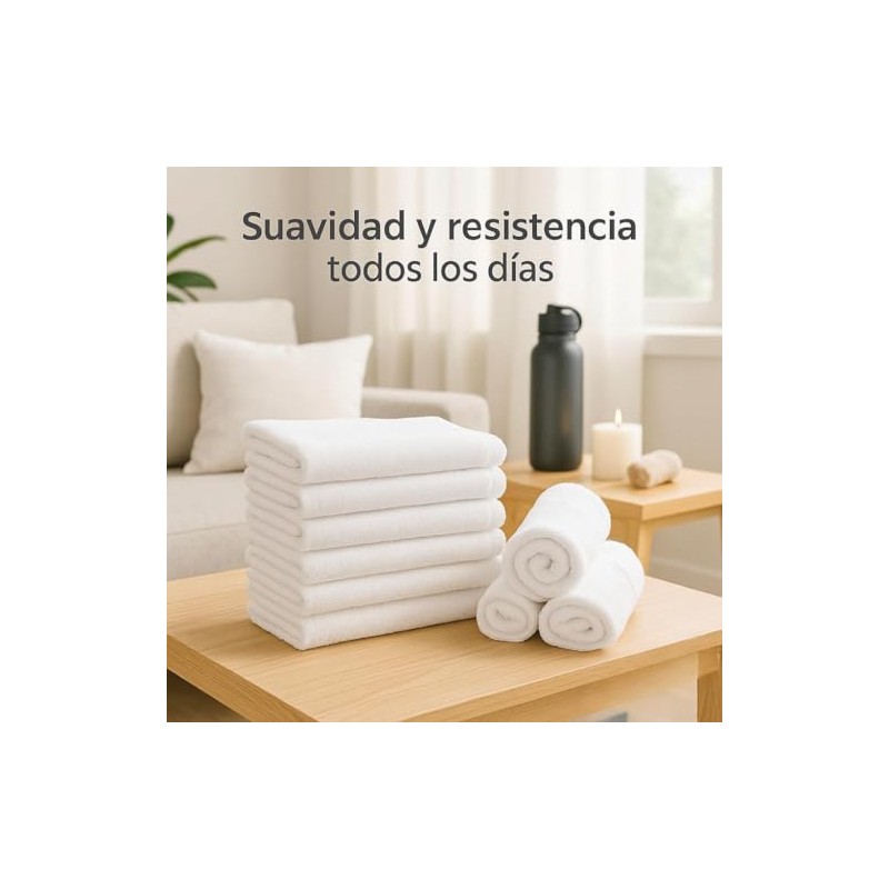 Toallas Faciales Blanco 100 Algodón Suaves Absorbentes Hotel Piezas