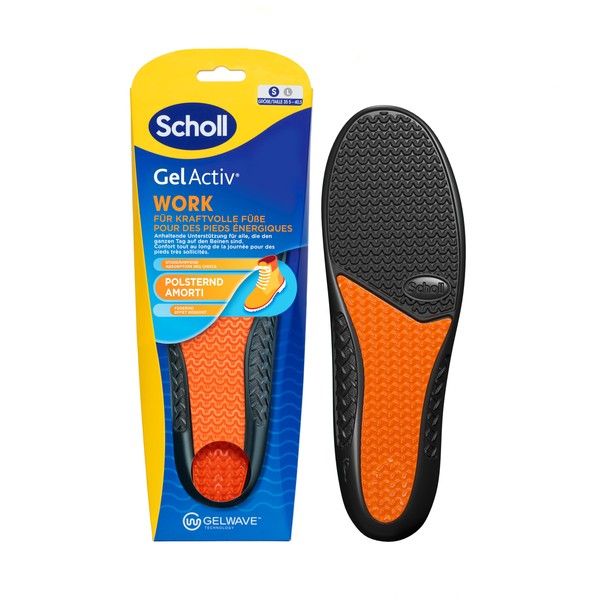 Scholl GelActiv Work Insoles for Women, All Day Comfort at Work Keeps Feet Fresh and Cool, Shock Absorption and Comfortable Cushioning with GelWave Technology, Size 36-41