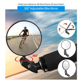 Handlebar Bike Mirror, 1/2/4pcs Bicycle Rearview Mirror, HD Safety Bike Rear View Mirror, Adjustable Handlebar Mounted Convex Mirror with Allen Wrench, for Mountain Road Bikes (1 Mirror)