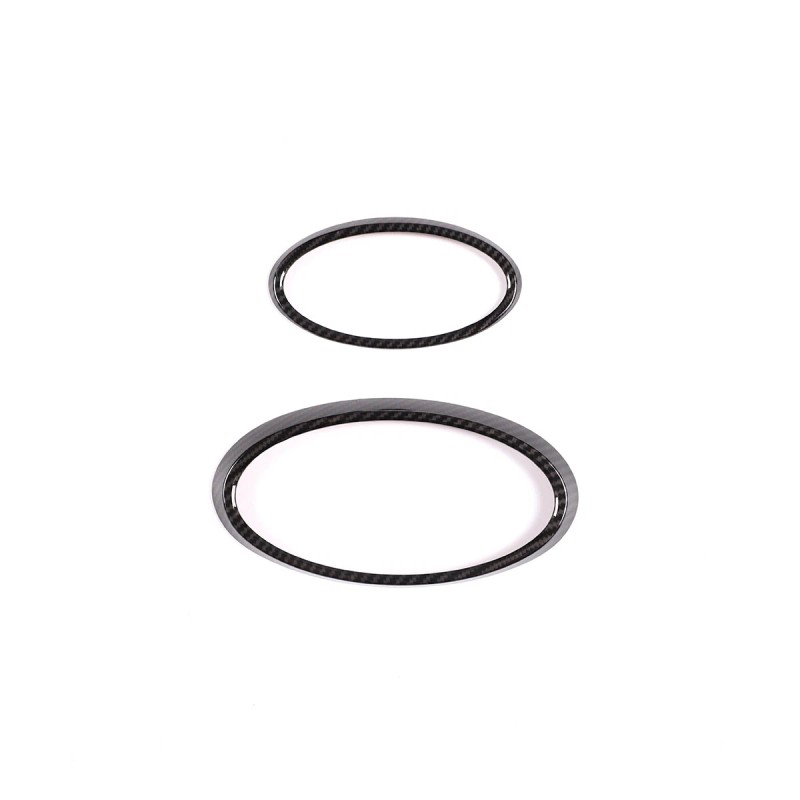 car-attention Carbon Fiber Front Rear Emblem Badge Logo Trim 2PCS