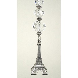Silvery Eiffel Tower with Clear Faceted Glass Ceiling Fan Pull Chain